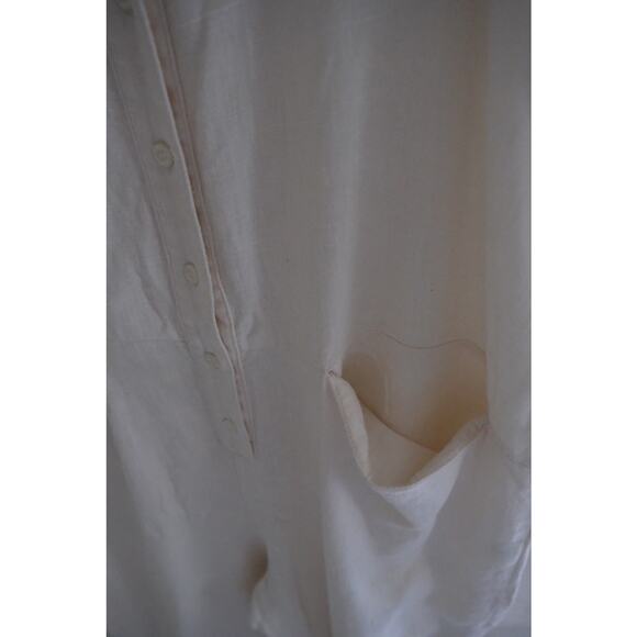 Beaton Linen Pocket Jumpsuit Womens S White Relaxed Boho Lagenlook Coastal - Picture 6 of 10